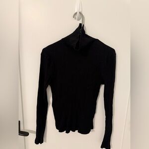 Divided black ribbed turtleneck